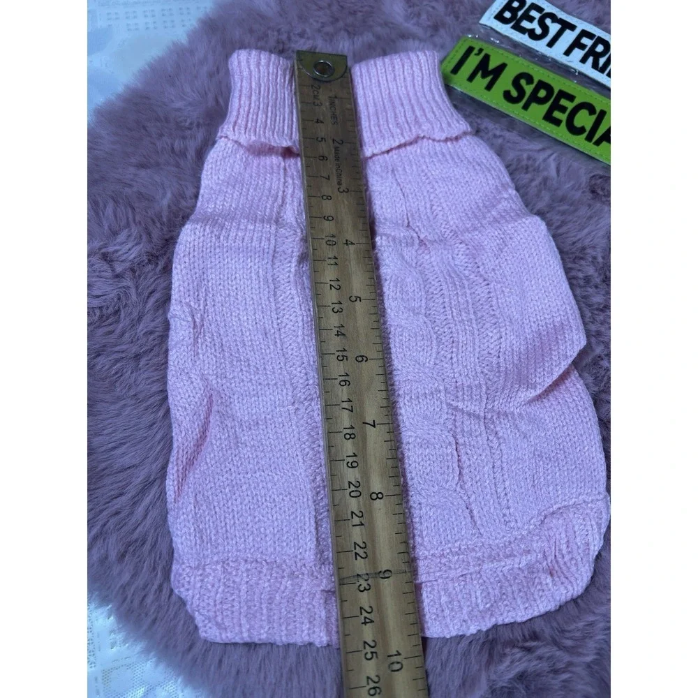 2 Pack Dog Sweaters for Small Dogs Winter Turtleneck Pink And Cream (xs-small)‎